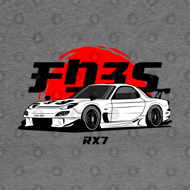 White RX 7 JDM by GoldenTuners